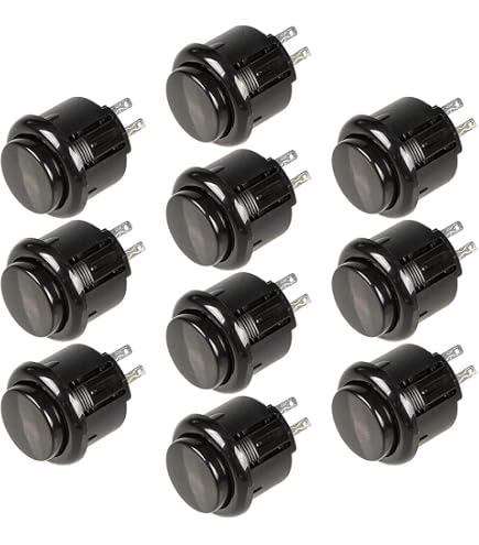 Lot De 8 Boutons Arcade Seimitsu PS-14-GN (30 Mm) – Vissable, Noir – Retro Gaming Bartop, Qualité Japonaise