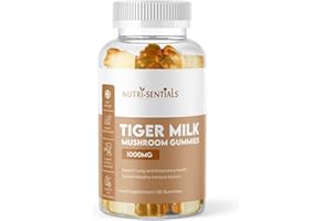 NUTRI-SENTIALS Tiger Milk Mushroom Gummies – High-Strength Dietary Supplement for Immune Support and General Wellness, 1000mg, 60 Count