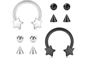 WillTen Mustache Septum Ring Silver Gold Black Septum Ring, 16G Septum Piercing Jewellery Septum Nose Rings Mustache Nose Ring, Septum Jewellery Nose Rings Nose Piercing Jewellery for Women Men