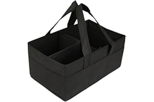 EKODE™ Baby Nappy Caddy Organiser - Nappy caddy basket for Baby Essentials and Car Caddy Organiser Changing Basket to keep all baby needs on the go: Toys, Diapers, Clothes, Bottles (Black)