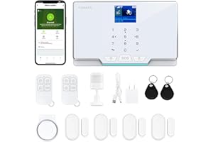 TUGARD Sistema di Allarme Domestico,12 Pezzi Smart Home Alarm Security System Fai da te Senza Canone Mensile,Sirena di Allarme,Sensori Porta/Finestra,Telecomandi,Lavoro Alexa e Google,per Casa Ufficio,Villa