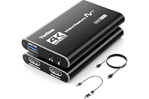 VANTISAN 4K HDMI Video Capture Card, USB 3.0 Game Capture Device with 1080P 60fps Recording, Audio & Mic Support for Streaming PS5 Nintendo Switch, Compatible with Windows/Mac/Linux, Plug & Play