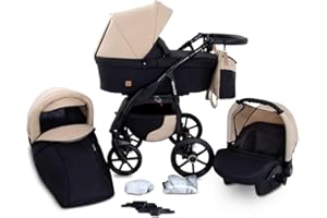 GagaDumi Boston combinée 3 en 1 poussette nacelle Siège-Auto avec tous les accessoires Landau Certificat TÜV Fait dans l'UE (B4-Nevada)…