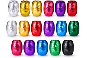 HAPPYMAS 18er Ringelband Set mit bunten Farben je 20 Meter - Geschenkband Kräuselband - Geschenk Bänder - zum Dekorieren & Verpacken von Geschenken - Weihnachten & Advent