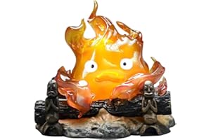 Vmxlso Lámpara de calcifer de dibujos animados, bonita luz nocturna de llama, luces de llama parpadeante, figuras de acción de escritorio de 12 cm, estatua de resina, lámpara de ambiente para