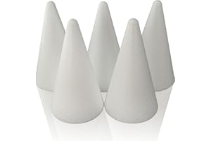 MCE-Commerce A32075 Polystyrene Cones Diameter 7 cm Height 12 cm Pack of 5 White