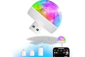 NOVIBLE Mini Boule Disco USB - Lumière Stroboscopique Portative Multi-Couleurs pour Fêtes - LED d'Ambiance pour Voiture et Maison - Compatible Téléphones et Appareils USB