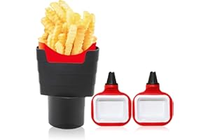 Hioph 3 Pcs French Fry Cup Holder Automotive Interior Accessories Chips Car Mini Dipping Cups Sauce Cup Holder Dip Clip Sets (red) (Red)