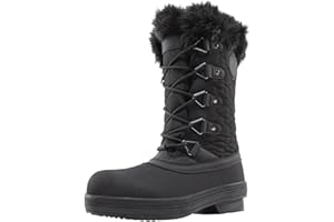 OutPro Damen Schnee Stiefel Winterstiefel Gefüttert Wasserdicht Warm Regenstiefel Mit Schnür-Reißverschlüssen Für Draußen