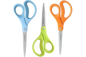 JARVISTAR 3-teilig Schere Büro set, 21.5cm Titan Ultra Scharfe Bastelschere, Schere für Papierschere Büroschere Stoffschere Haushaltsschere, Edelstahl Klingen, Komfort weichem Griff