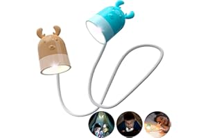 Warooma Cute LED Neck Reading Light,Bendable Bunk Book Lights,Kids Reading Clamp Lamp Books in Bed,for Knitting,Needlework,Camping,Headboard Clip on Lamps Booklight
