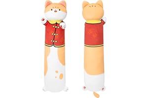 Terbaik Oreiller Peluche Chat Maneki Neko de 70cm Long, Jouets en Peluche Chat Douce, Kawaii Peluche Chat Coussin pour Enfant dès 3 Ans