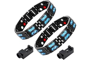 CACACOOK Power Magnetic Bracelet, 2 pezzi Carbon Blue Magnetic Therapy Bracelet, Magnetic Therapy Fit Plus Bracelet Body Firming Bracelet, Improve Blood Circulation