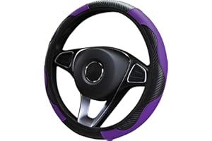 VidFair Car Steering Wheel Cover Leather,Anti-slip Breathable Carbon Fiber Sports Elastic Band Without Inner Ring Steering Wheel Cover Universal Size for Fit Four Seasons (Purple)