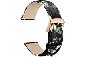 WOCCI Flores Correas de Reloj, Cuero Genuino, Liberación Rápida, Hebilla de Acero Inoxidable, Ancho de Correa 18mm 20mm 22mm