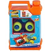 Hot Wheels Monster Trucks Taşınabilir Oyun Seti 1:64 &ouml;l&ccedil;ekli Motosaurus oyuncak ara&ccedil; ve ezilmiş 2 araba bulunan Hot Wheels Mo