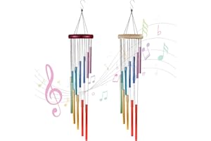 NINGYER 2 Pezzi Campanelli Eolici, Scacciapensieri da Esterno con 12 Tubi in Alluminio, Scacciapensieri da Appendere, Adatto per Giardino, Balcone, Cortile, Decorazione Domestica