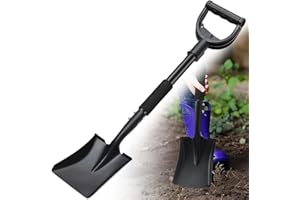 FLY HAWK Pala de Cabeza Cuadrada Negro Mate, Pala Punta, 78cm Pala para Excavar da Jardín en Acero con Mango en D