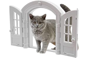FLIUYR Katzenklappe (Außen Größe 24 x 27.3cm), 180° öffnen und schließen Katzentür, Katzentür für Außentür Katzenklappentür Geeigneter Gewichtsbereich für Katzen Bis 10kg(Weiß)