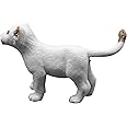 FUNSHOWCASE African Jungle Wild Animals Running White Lion Cub Toy Figure Realistic Plastic Figurine Gifts for Kids, Cake Topper, Height 1.6 Inch