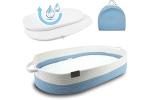 Kenuak® Wickelauflage, Baby Wickelkorb, Reise-Wickelunterlage, Moseskorb, Wickelaufsatz, Wickeltischauflage für Kommode, Babyzimmer Dekoration, Schaumstoffmatratze + wasserabweisender Bezug