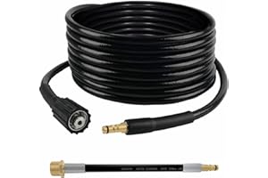 FAI TOP Tuyau pour Karcher Nettoyeur Haute Pression,M22 à Filetage - Connexion Rapide,Connecteur Quick Connect de Type clic,Tuyau de Remplacement Compatible avec Kärcher K2 K3 K4 K5 K6 K7(15M)