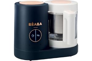 BÉABA - Babycook Neo - Matberedare för bebisar tillverkad i Frankrike - Mixer-kokare - Skål i glas och skål i rostfritt stål