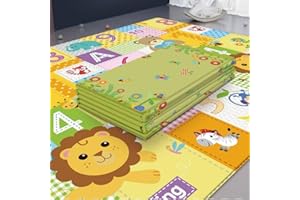 MY TEST Tappetone Pieghevole per Bambini e Neonati per Giocare e Gattonare in Sicurezza. Non Tossico, Pieghevole e Impermeabile in Schiuma. Grande Formato 180x100 Varie Fantasie di Animali