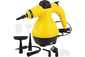 LAPEASY Handheld Steam Cleaner, 1000W Multipurpose Portable Kitchen Steamer Shot, Easy To Press Trigger, 100% Chemical Free Clean, with 8PCS Accessory, Yellow