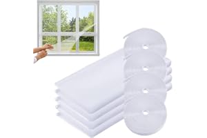 Aoreun Fliegengitter Fenster, Scherbarer Insektenschutz Fenster, Mückennetz Fenster mit Klettband Selbstklebend, Verhindert das Eindringen von Fliegen/Moskitos in den Raum - Weiß (130x150cm)
