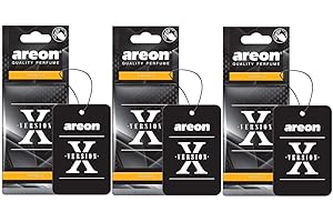 AREON X Ambientador Vainilla Coche Casa Colgante Colgar Olor Perfume Original Negro Cartón Retrovisor Oficina 2D (Vanilla Pack de 3)