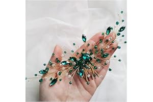 IYOU Peigne à Cheveux en Cristal Vert Princesse pour Mariage Accessoires pour Filles et Femmes (Or)