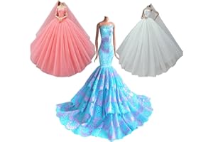 LANCE HOME Vêtements pour 29cm Poupée, 3 Sets Jupe Traînante Princesse Soirée Robe de Mariage Robe Tenue pour 11,5“ Poupée Accessoires Bébé Noël Cadeau
