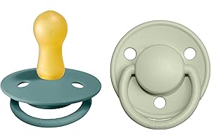 BIBS De Lux Paquete de 2 chupetes. Libre de BPA, Tetina redonda. Látex natural, Talla 2 (6-18 meses), Island Sea/Sage