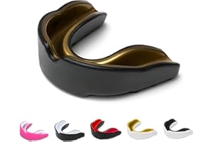 SKT SOUQ Sports Mouth Guard, Adults and Junior Gum Shield with case,Mouthguard for Jaw Protection in Contact Sports,Boxing,MMA Rugby,Karate and Martial Arts (Black/Golden, Adult Above 11 Years)