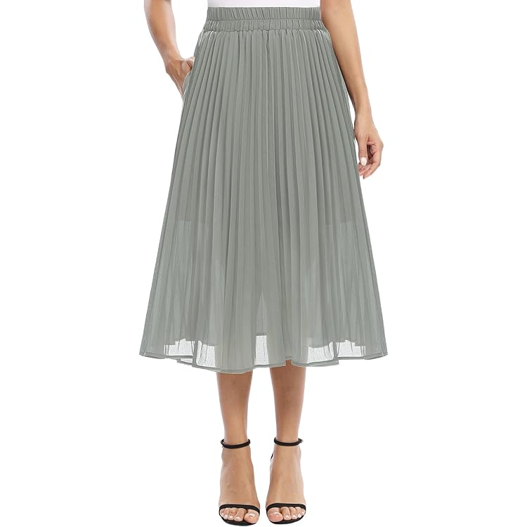 Omkeerbare tule rok voor dames, midi-A-lijn, elastisch, hoge taille