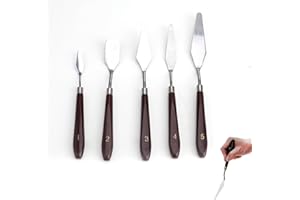 MSKS 5-Piece Painting Knife Set, Stainless Steel Pallet Knife, Stainless Steel Spatula Palette Knife, Painting Mixing Scraper, Oil Painting Accessories Color Mixing