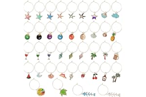 HAOHAI 40 Stück Weinglas Anhänger Charms Ringe, Strand-Getränke-Marker, Gläser Markierung Identifikations für Party Weinglas Wein Cocktail Champagner