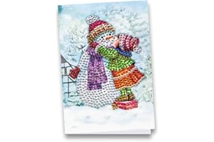 Ideen mit Herz Diamond-Painting-Grußkarte | Strass-Edition | Din B6 | 370 g/m² | inkl. Steine, Umschlag & Werkzeug … (Schneemann mit Kind)