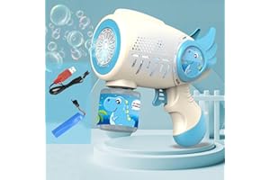 GEPROSMA Pistolet à Bulles,Machine a Bulles de Savon Enfant Gun Automatique 5000+ Bulles/Minute avec Batterie Rechargeable/Bulle Riche/Lumière LED,Jouets à Bulles pour Garçons/Filles Mariage Faveurs (Bleu)