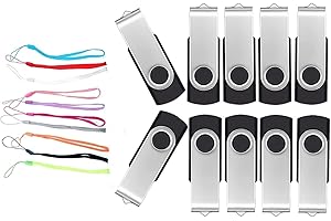 10 Pièce Clés USB 4 Go Rotatif Clef USB 4Go Lot de 10 Pen Drives Mémoire Stick Pas Cher Noir Cle USB USB 2.0 Flash Drive avec Cordes by FEBNISCTE