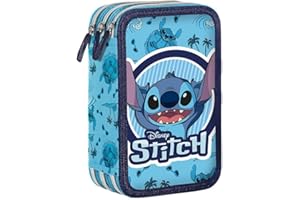 Mc Srl Disney Lilo e Stitch - Astuccio 3 Zip Scuola di Stitch con Cancelleria GIOTTO, per Bambini