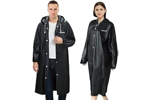 FORMIZON 2 Piezas Poncho de Lluvia Reutilizable, Chubasqueros Impermeable, Ponchos con Capucha, Poncho de Lluvia EVA Unisex, Poncho Translúcido para Mujer Hombre, Excursionismo y Exteriores