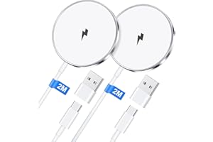 BAMKEY Mag-Safe Ladegerät Wireless Charger iPhone 2M für iPhone 16/16e/15/14/13/12-Serie und AirPods 3/2/Pro2, 2 Pack 15W Schnell Induktive Ladestation, Magnet Wireless Charger Induktive Kabelloses Ladegerät