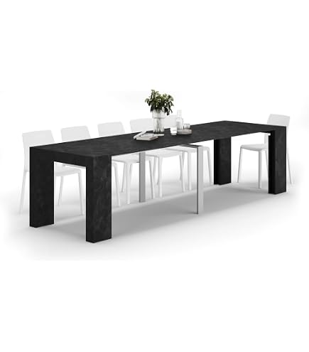 Table Console Extensible Mercurio VE.CA - Longueur De 40 à 300 Cm, Couleur Ciment, Fabriquée En Italie