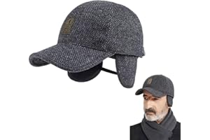 iNelihoo Casquette d'hiver Casquette de Baseball avec Oreillettes Hommes Casquettes Laine Wool Thermique Casquette Chaude Pliant Coupe-Vent Anti-Neige Chapeau de Cyclisme Moto Ski Snowboard Chasse
