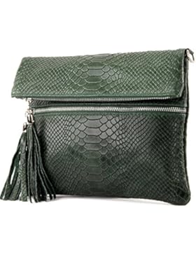 ital. Ledertasche Clutch Umhängetasche Unterarmtasche Glattleder Schlangenoptik T130