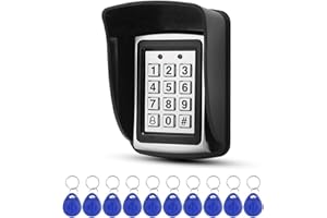 XGAGHB Gaocinys Teclado de Control de Acceso de Metal RFID de 125 kHz + Cubierta Impermeable+10 Piezas 125 kHz Azul Keyfobs para Acceso a la Puerta