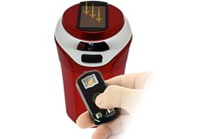 STOREBAO Cenicero de coche con energía solar con encendedor y luz LED, desmontable y portátil (Rojo)