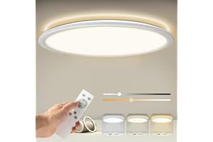 CGSGDK Plafoniera Led Dimmerabile Con Telecomando, Pannello Lampada Da Soffitto Rotonda 24W 2400LM IP44 2.5cm Ultra Sottile, 30x30cm Bianco Per Camera Da Letto/Bagno/Camera Dei Bambini/Soggiorno/Cucina